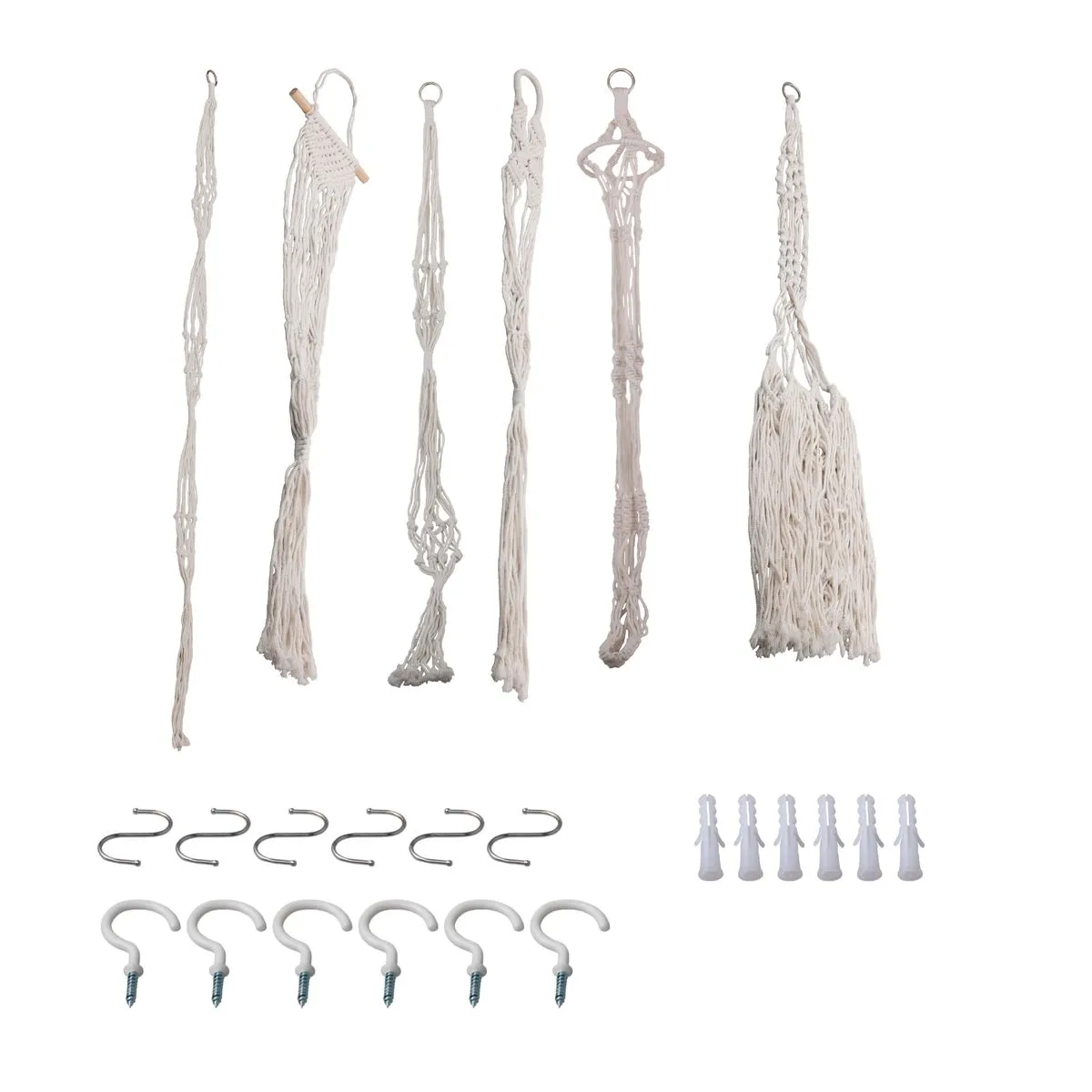 6 Pcs Cotton Rope Macrame Plant Hangers for Small Plants Pots