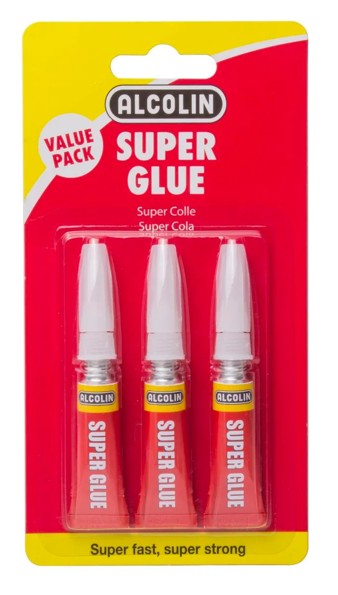 Alcolin Super Glue Value Pack Instant High-Strength Bonding Adhesive 3 x 3g