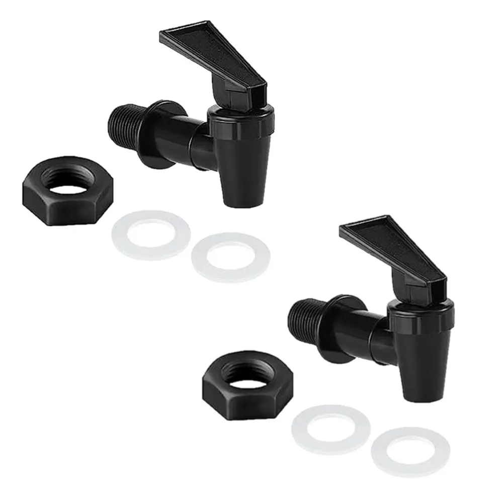 Tool DIY Black Plastic Water Dispenser Tap Faucets Set of 2 - 8cm