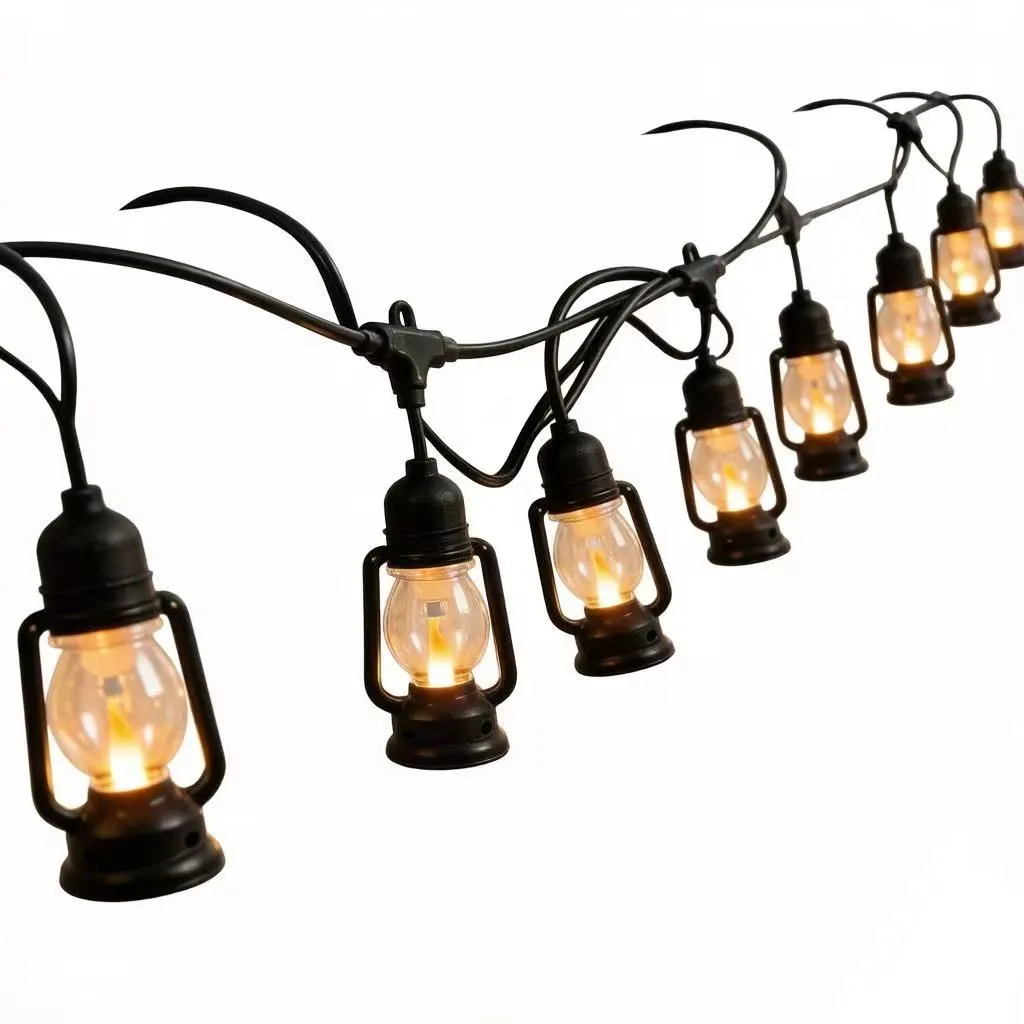 Retro Waterproof Lantern Flame LED String Lights - 5 meters, 10 lights