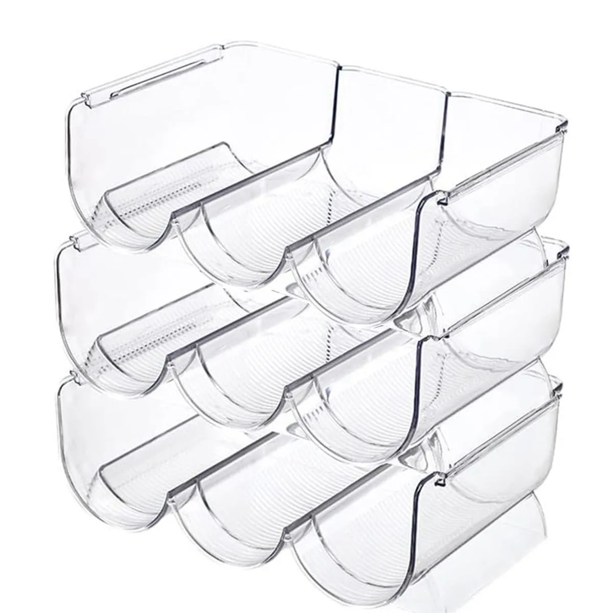 3PCS Stackable Clear Refrigerator Wine Holder Wine Bottle Rack Storage