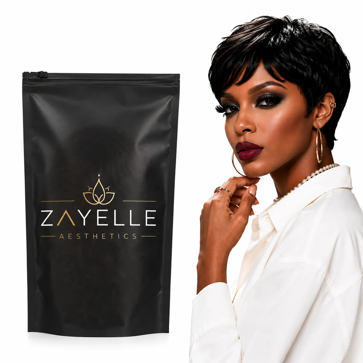 Zayelle Aesthetics Short Pixie Cut Afro Wig - Synthetic Fibre Glueless Wig