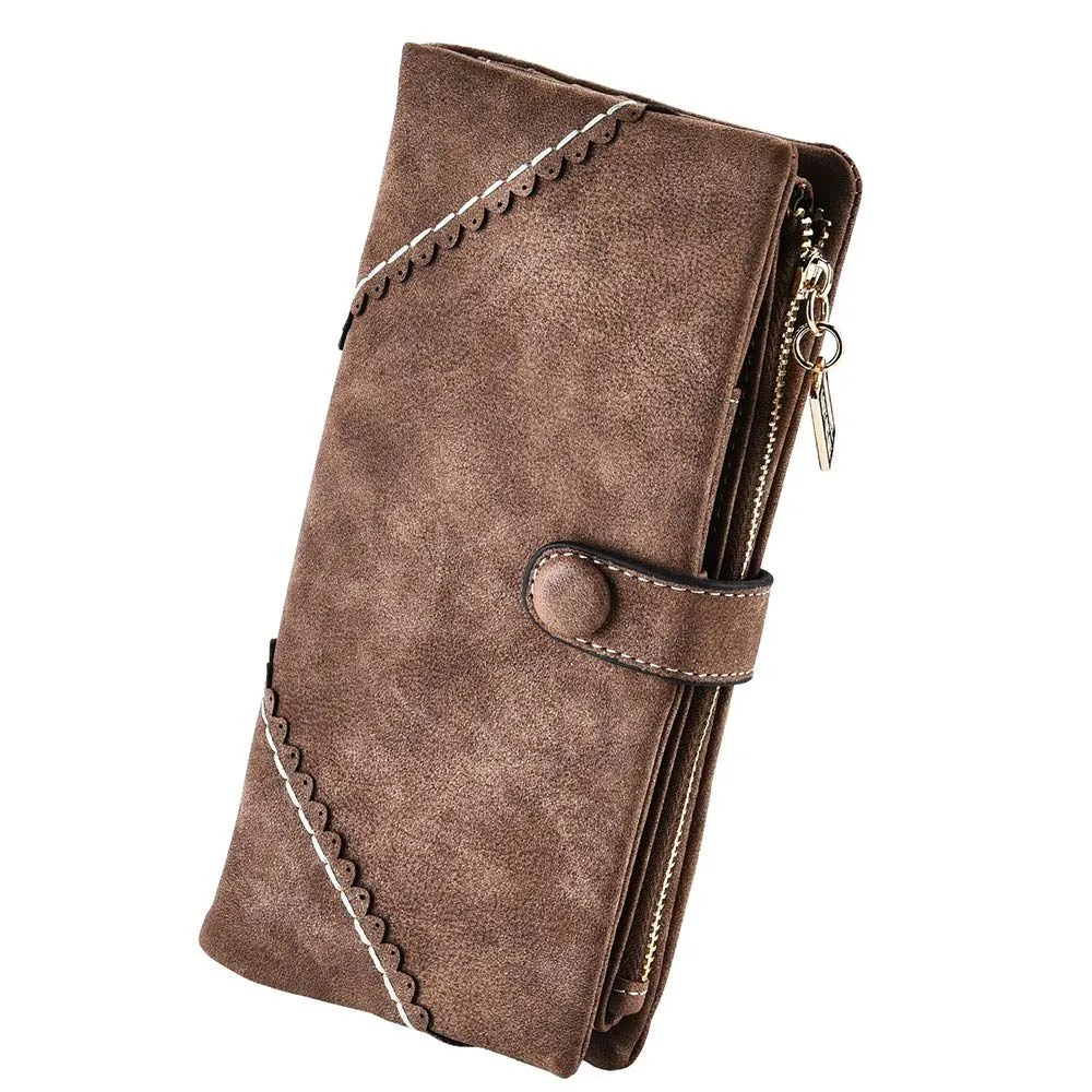 Colored Vegan Leather Bifold Wallets: Cap Card Organizer with Buckle