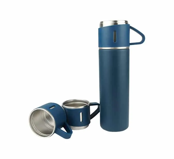 500 ml Vacuum Flask Set - Stainless Steel - 3 Cups + 1 Thermal 500ml Flask