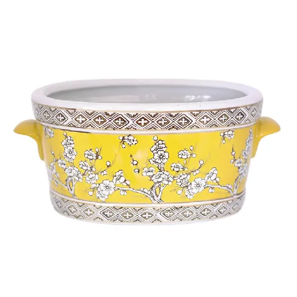 Mento Yellow Ceramic Round Decorative Bowl