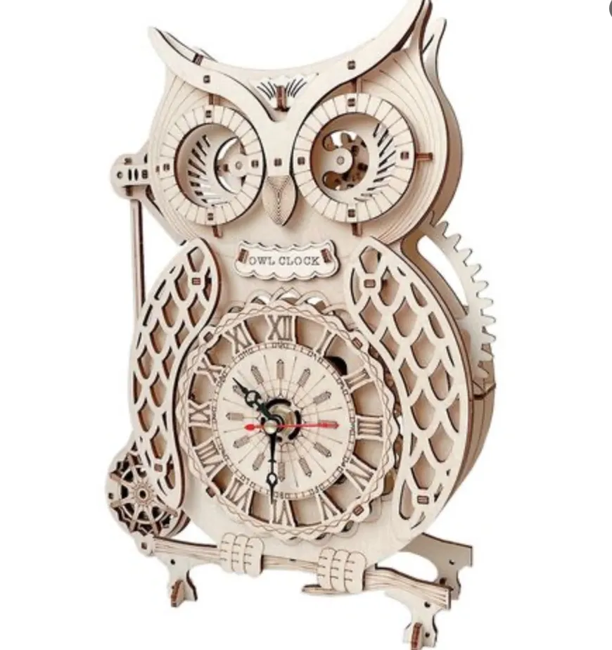 3D Wooden Puzzle Owl Clock Model Kits To Build Wooden Construction
