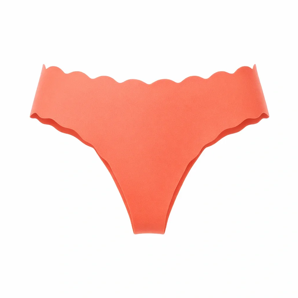 Seamless Scalloped-Edge Women's Underwear - Coral