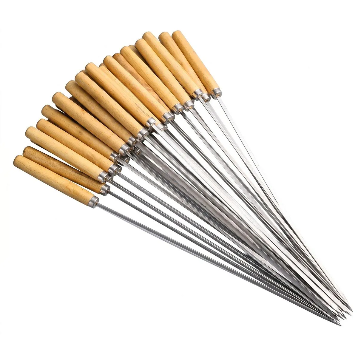 30-Piece Stainless Steel BBQ Skewers, Reusable Round Braai Sticks