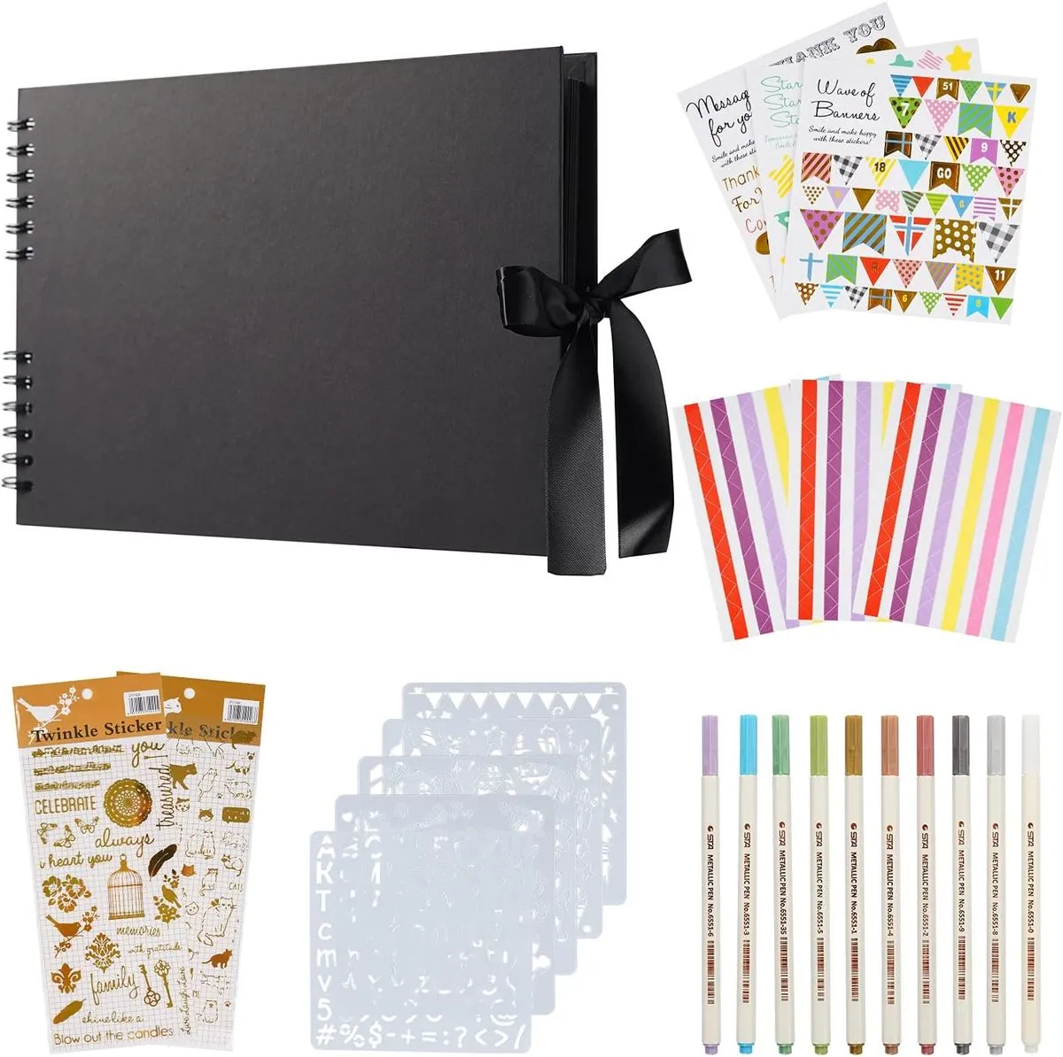 Scrapbook Album DIY Photo Album Craft Paper Handmade with DIY Accessories - Black