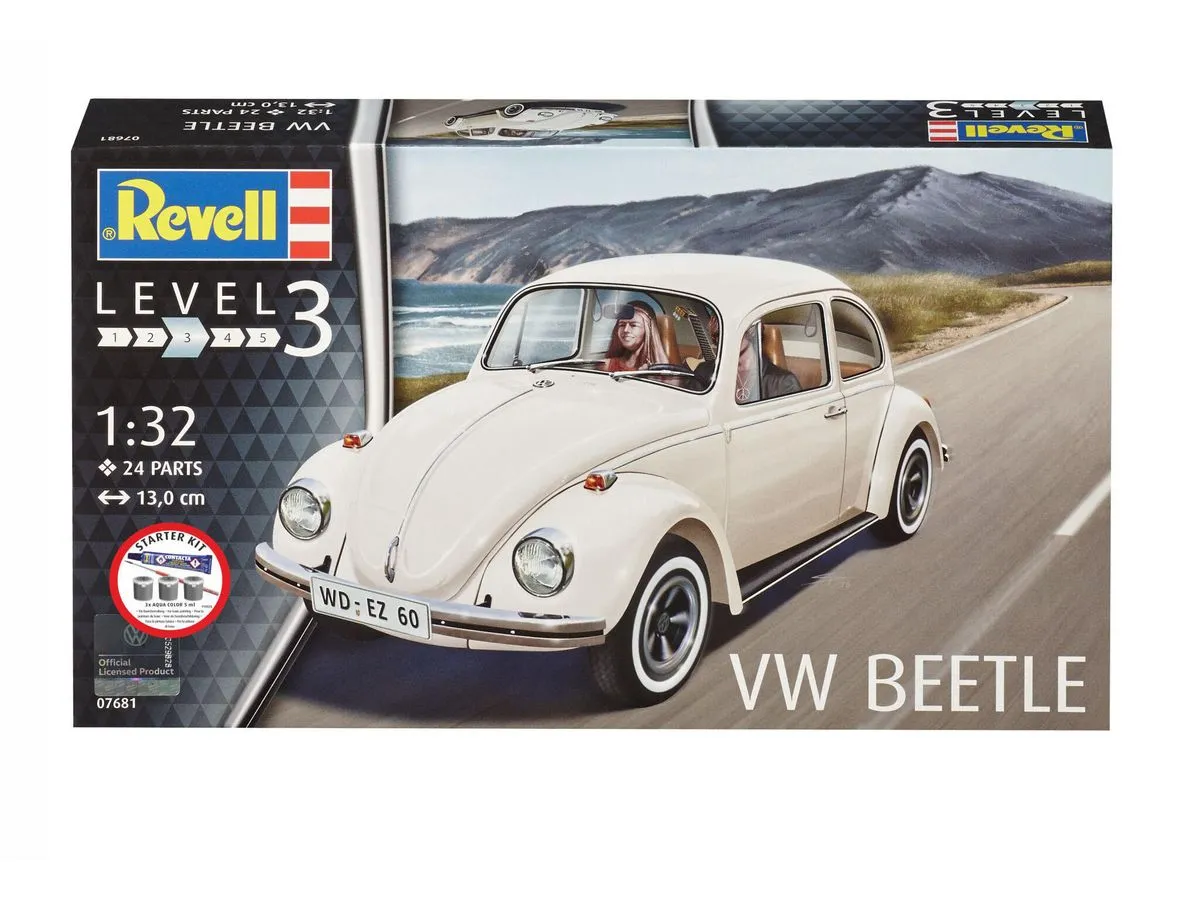 Revell 1/32 Volkswagen Beetle Plastic Model Kit w/Paints, Glue & Brush