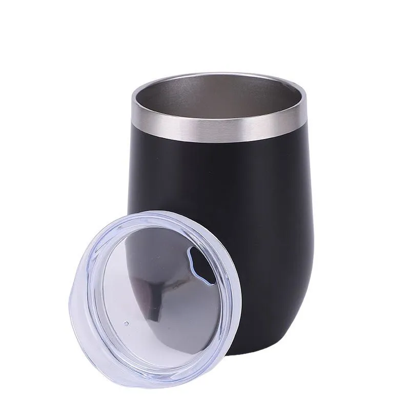 340M Coffee Tumbler Flask Mug Double Wall Vacuum Steel Flask with Lid - Black