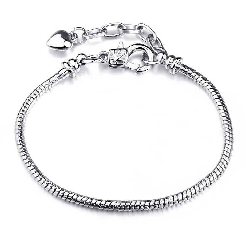 DIY Snake Chain Basic Bracelet - Adjustable Heart Clasp Minimalist Unisex
