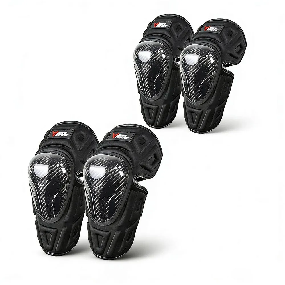 Motocentric Carbon Fibre Knee & Elbow Pads Set, Motorcycle Protection Gear