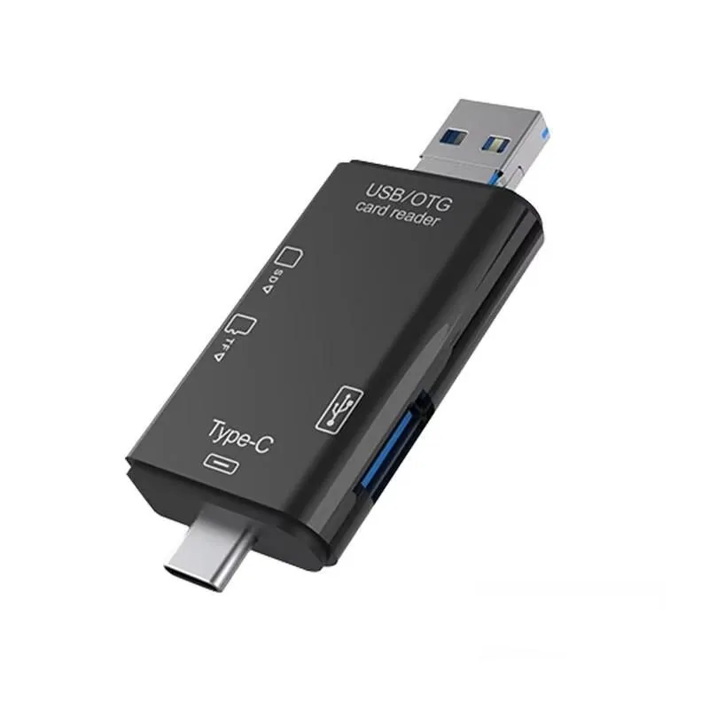 Otg Type C Card Reader Usb Tf Mirco Sd Smart Memory Flash Memory Adapter - Black