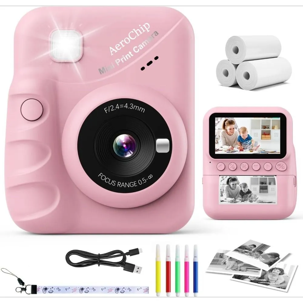 Kids Instant Print Camera, 3.0'' Screen, 48MP Photo, 1080P HD