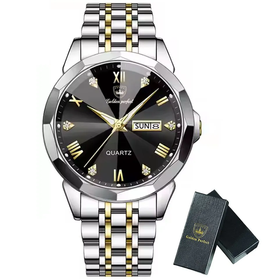 Luxury Men's Stainless Steel Watches - Stylish, Durable & Water-Resistant - Black/Gold