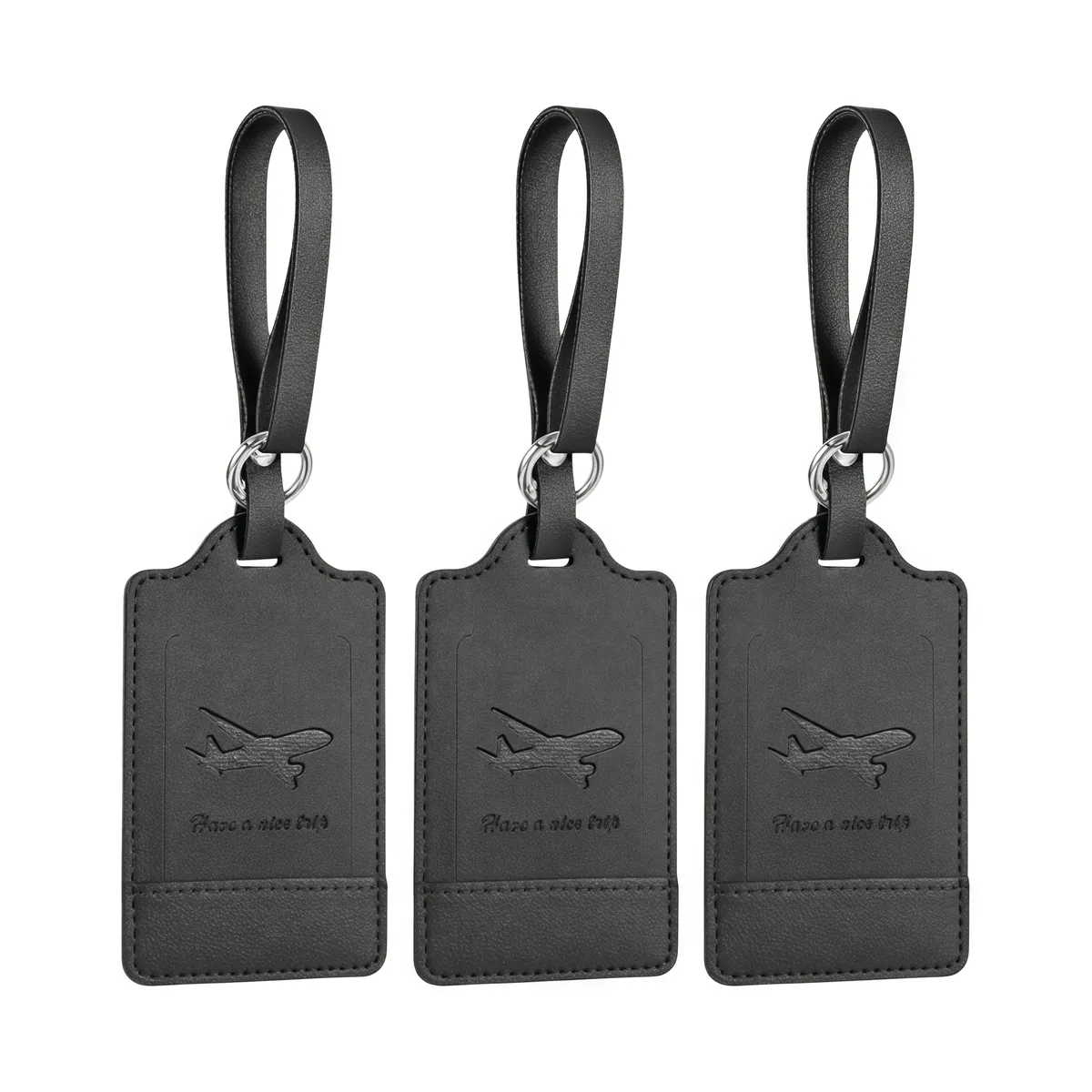 Sndway 3 Pack Pu Leather Luggage Tags With Name Id Card Privacy Cover
