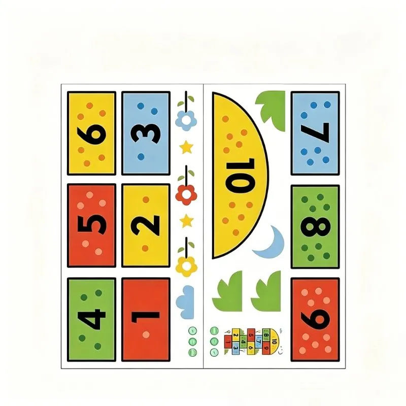 Kids Hopscotch Floor Game Sticker, Educational 1-10 Number Decal
