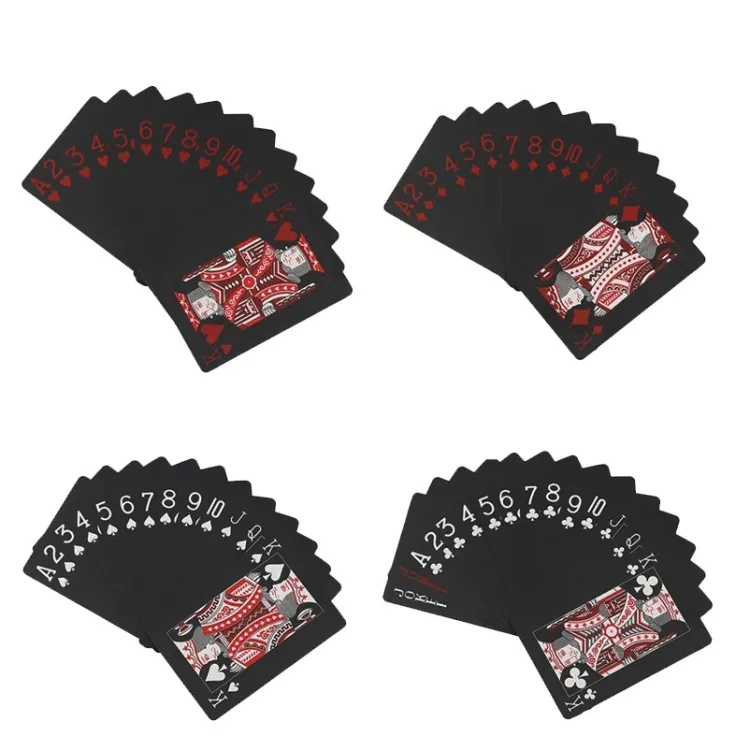 Waterproof Black Poker Cards - Red And Silver