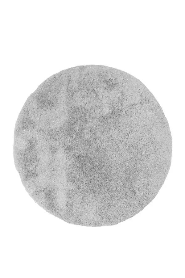 Wave Faux Fur Round Shaggy Rug 120cm - Grey