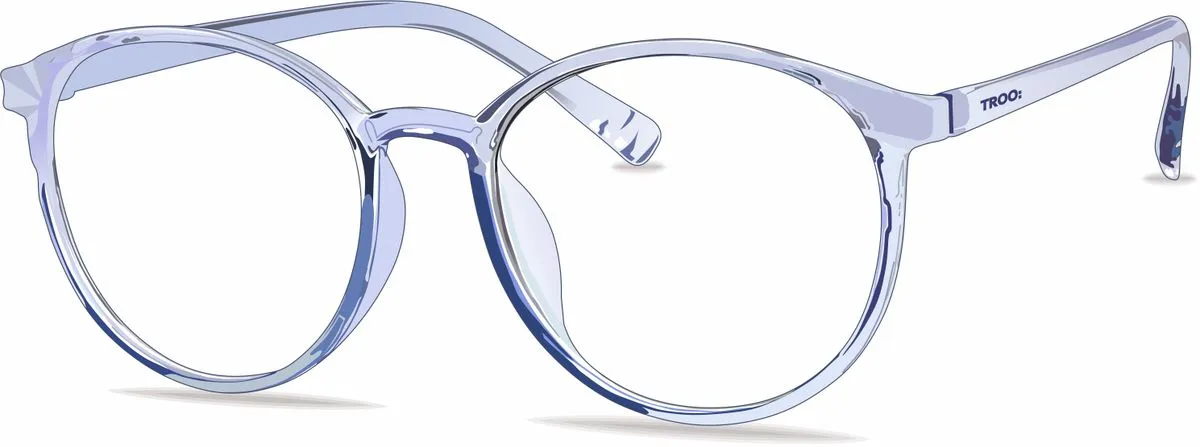TROO Blue Light Blocking Round Lens Glasses (Computer/Gaming/TV/Phone) - Blue
