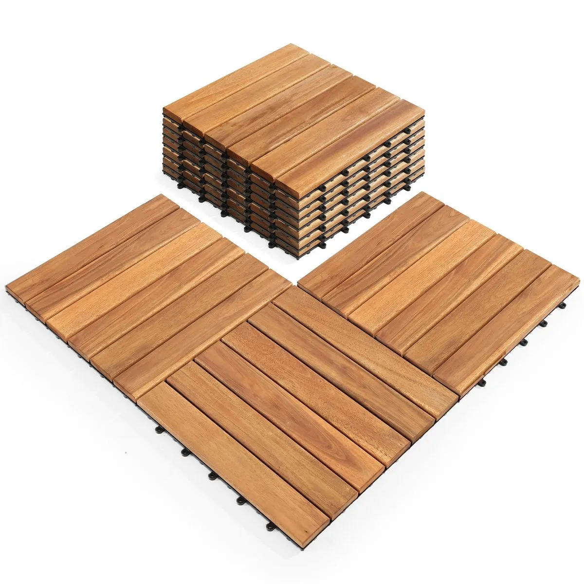9-Piece Decking Floor Tiles ,Deck Tiles,Mosaic Outdoor Flooring Set