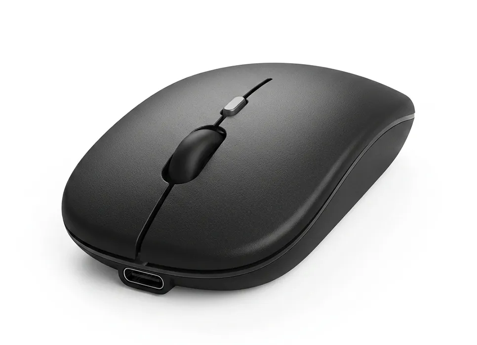 Wireless Mouse Rechargeable Bluetooth and 2.4GHz Ultra Silent Optical Mouse - Black
