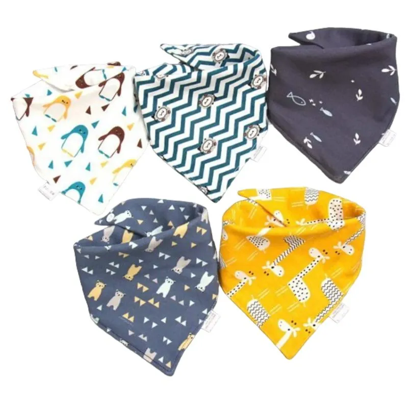 5 Pack Baby Bibs - Blue
