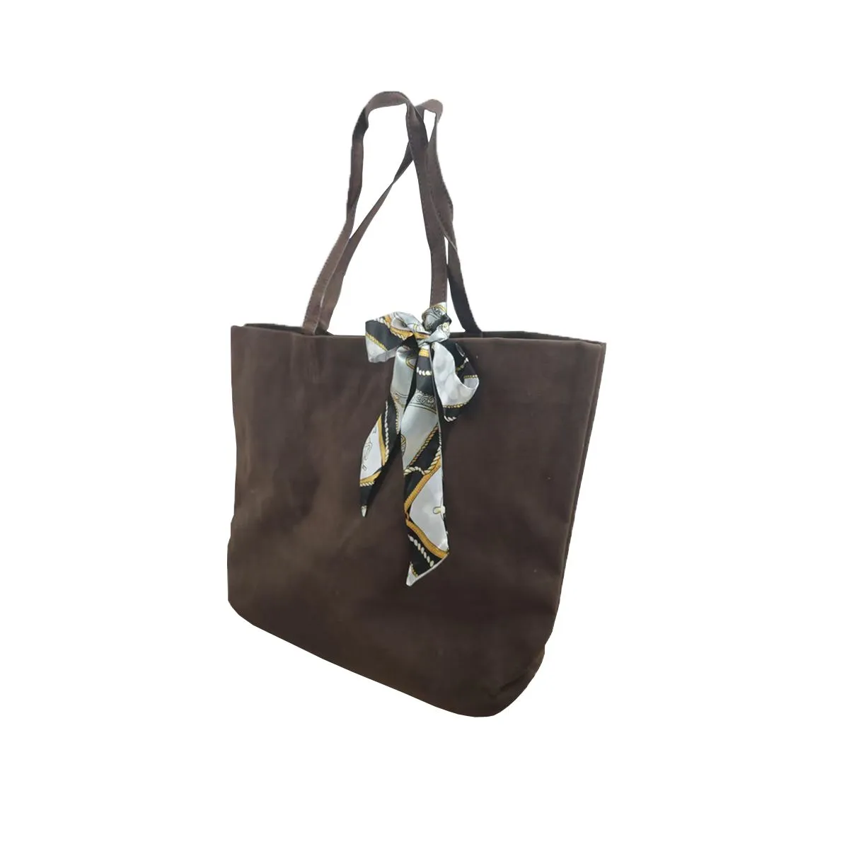 Large Capacity Shoulder Bags Suede Sewing Thread Women's Handbags - Brown