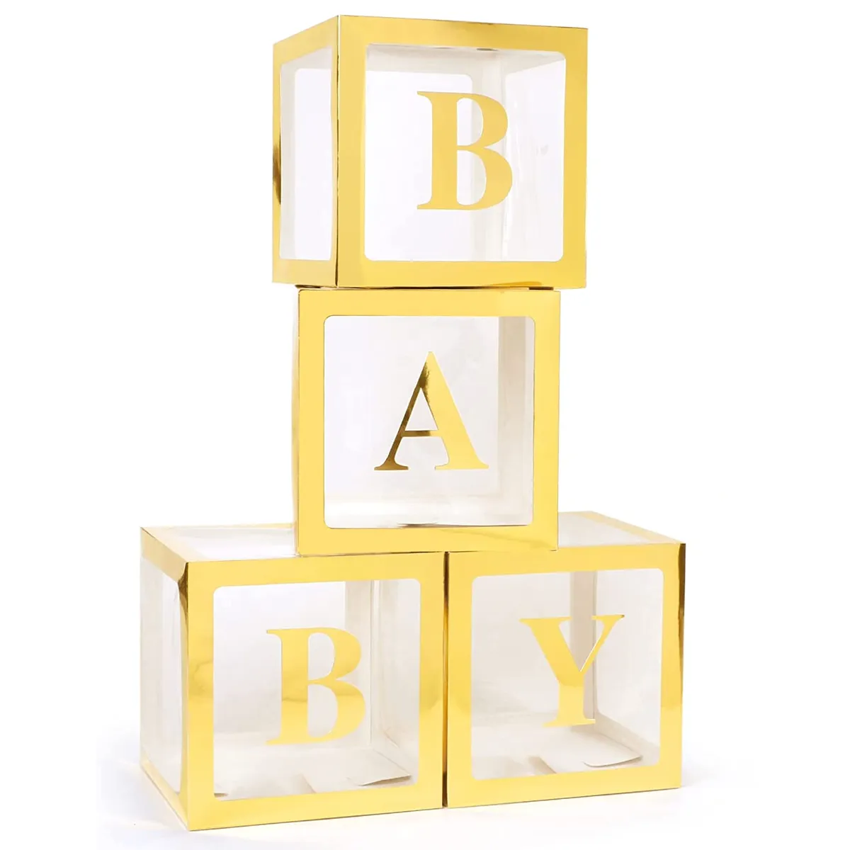 BABY Letter Boxes 4 Pieces For Baby Shower - Gold