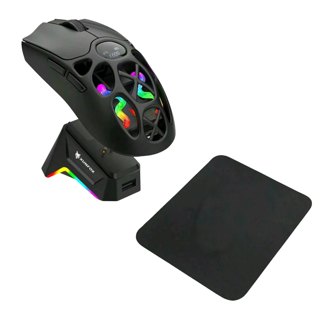 Wireless Gaming Mouse XUNFOX H16 Pro Tri-Mode+Charging Dock+Mousepad Bundle