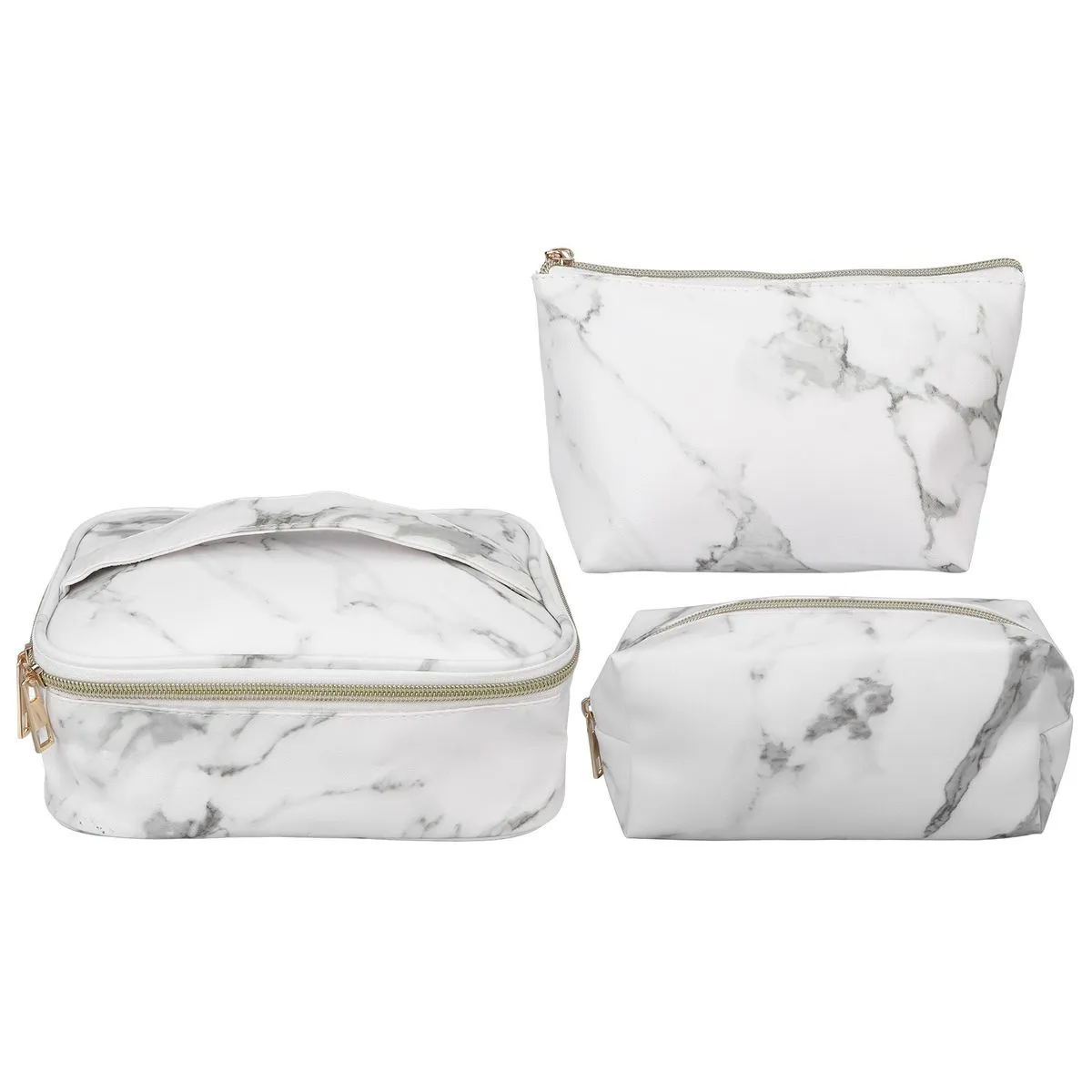 Marble Cosmetic Bag Set Women Storage Case