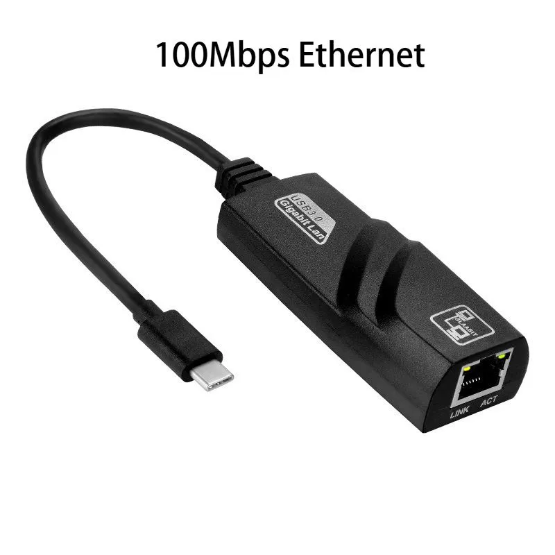 Type C to RJ45 Network Card USB3.0 100Mbps for Laptop - 100Mbps