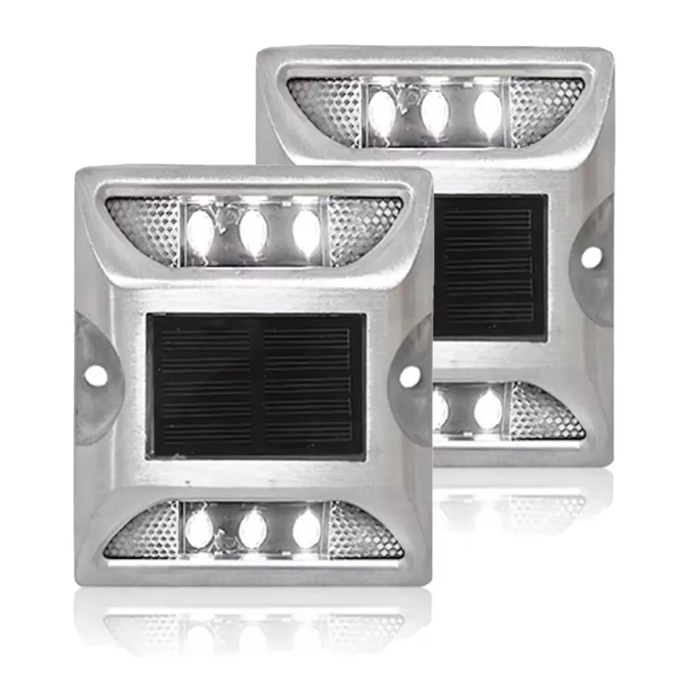 Solar LED Road Stud Light & Reflectors Metal Body | Flashing WHITE |JG689