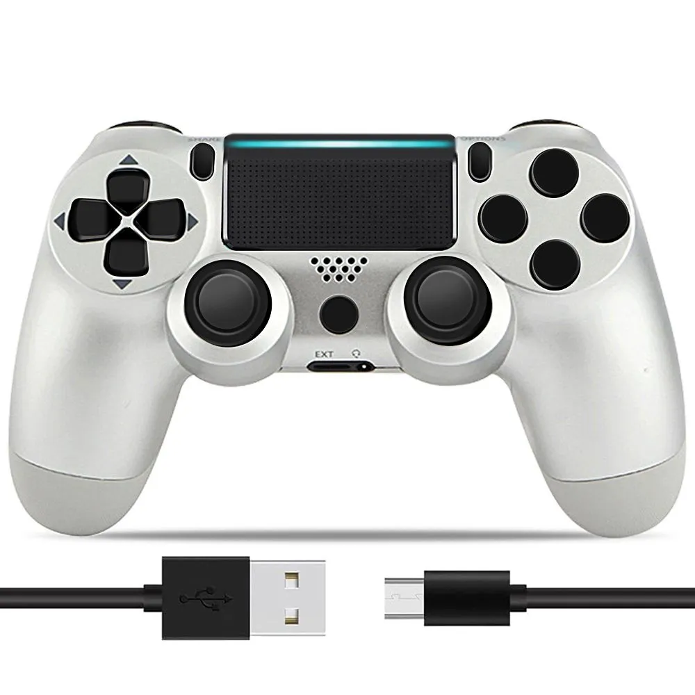 Wireless PS4 ControllerBluetooth Gamepad Compatible with PlayStation 4 Silver (Generic)