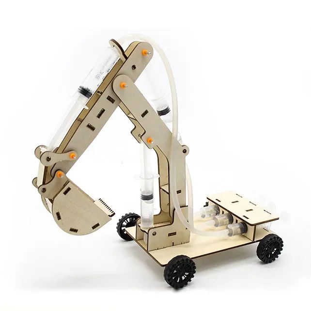 Hydraulic Excavator Model DIY Wooden Science Experiment STEM Building Kit