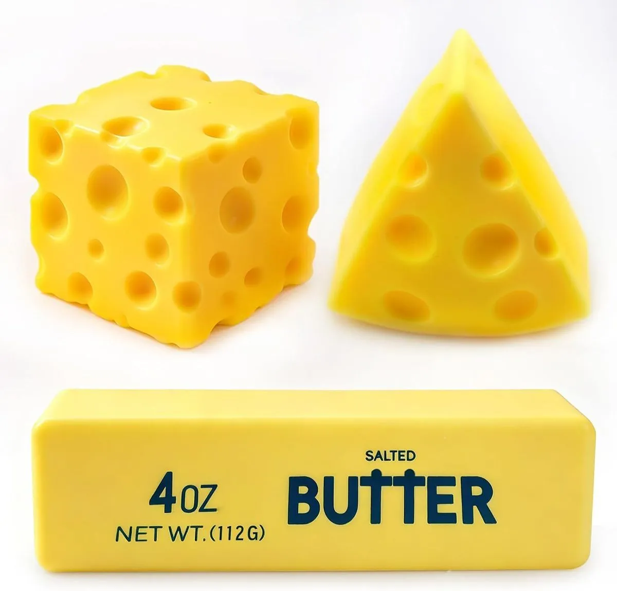3Pcs Cheese & Butter Squishy Toy 3 Pack Slow Rising Squeeze Stress Balls