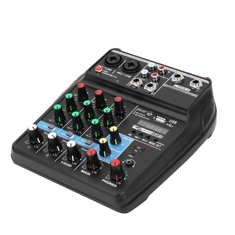 Studio Mixer 4 Channel Bluetooth Studio Mixer for Recording Live Sound