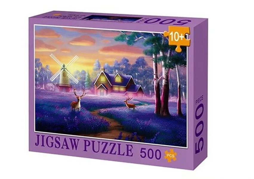 500-Piece Scenic Sunset Deer & Windmill Jigsaw Puzzle