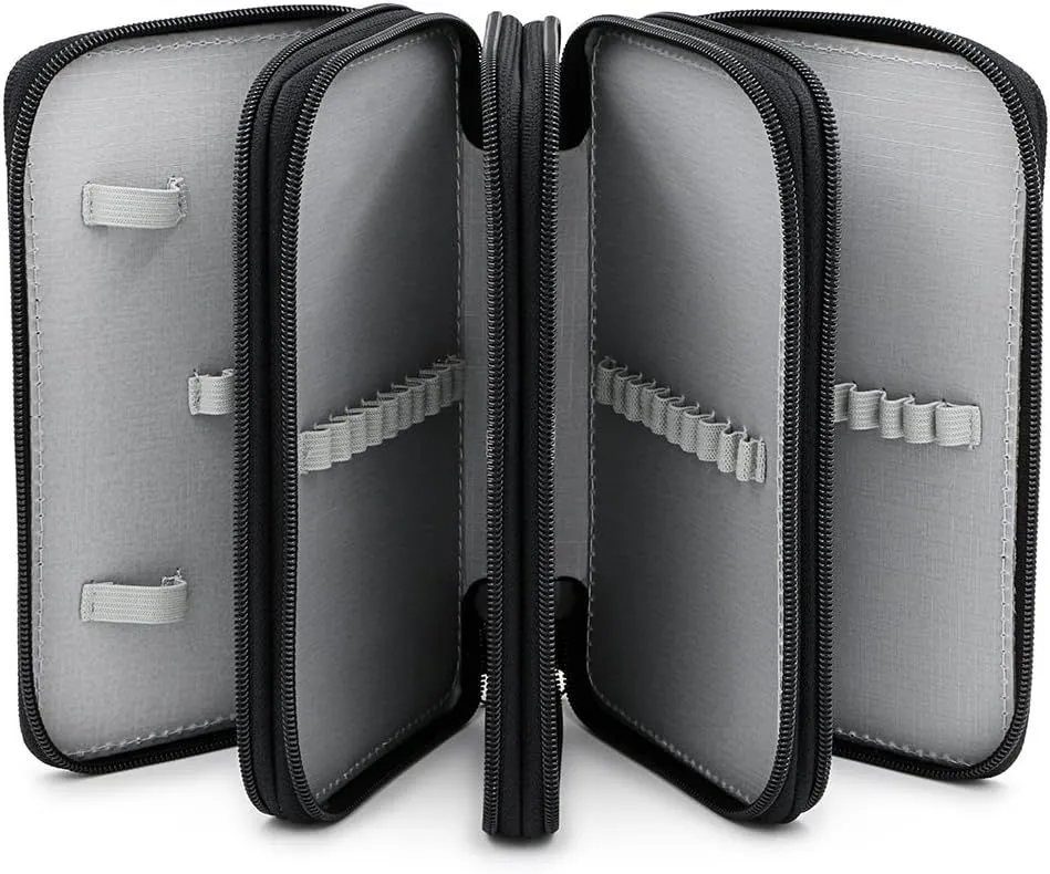 Pencil Case 72 Slots Large Handy Zipped Colored Pencil Pouch Pencil Box - Black