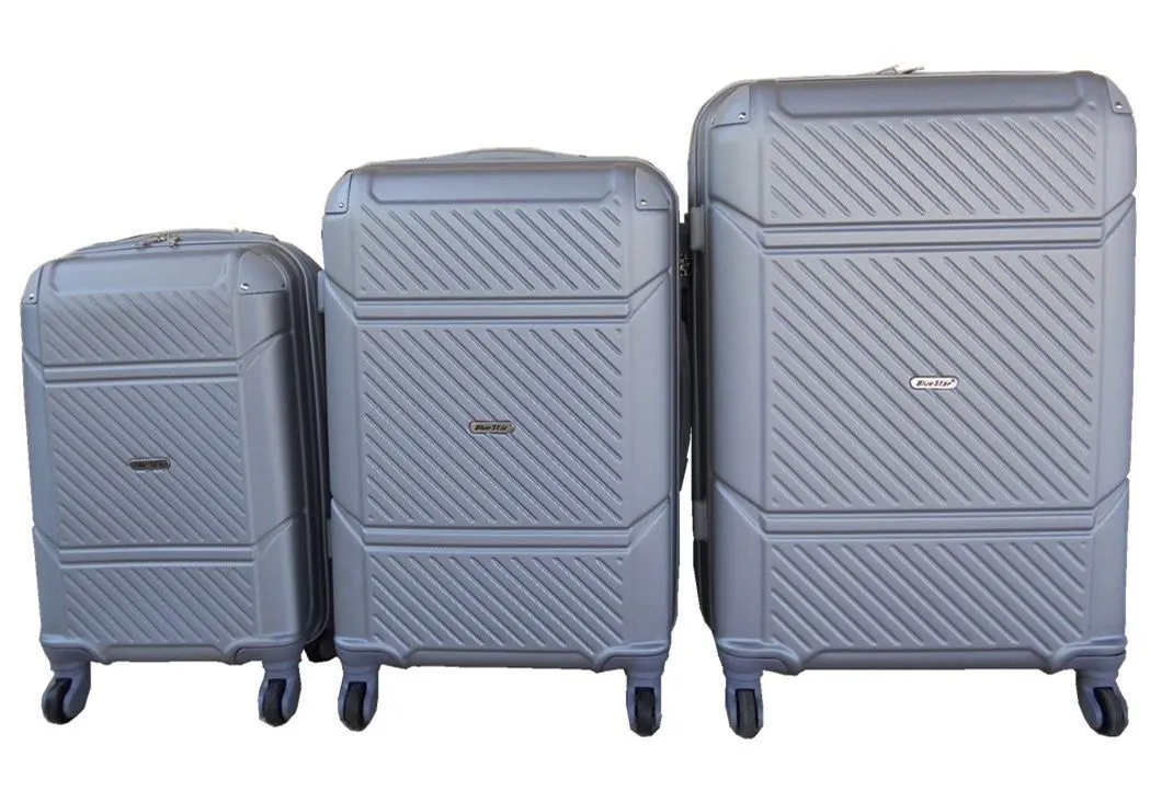 ABS Luggage Set - Spinner Wheels Durable Travel Bags - Gey - Set of 3