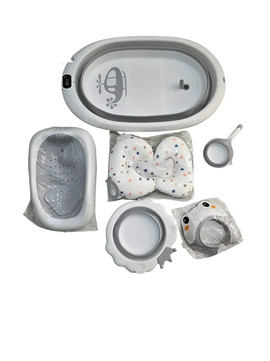 Babies-Up Foldable Newborn Bath Tub with Bucket, Spoon & Attachments