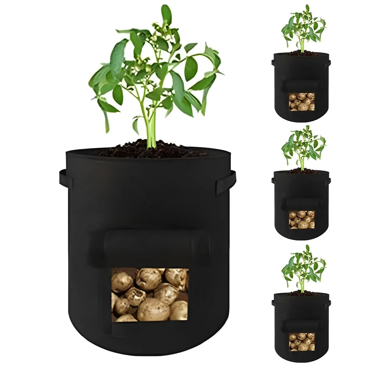 4Pcs Felt Planting Bags Non Woven Plant Containers for Outdoor Garden