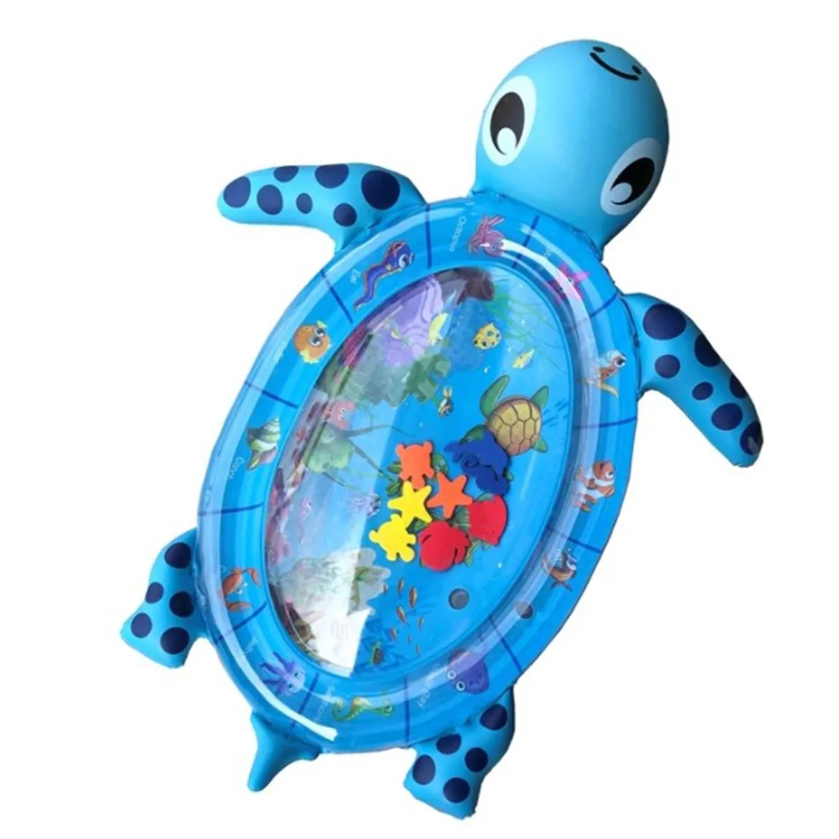 Tummy Time Baby Water Play Mat, Turtle Shape, BPA FREE, Swimming on Water - Blue
