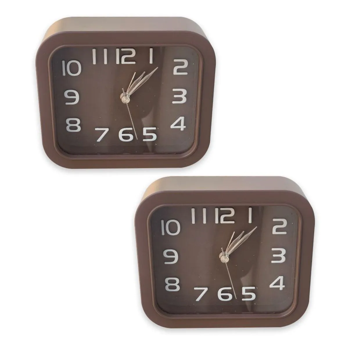 Desk/Shelf Analogue Clocks (Set of 2) - Brown