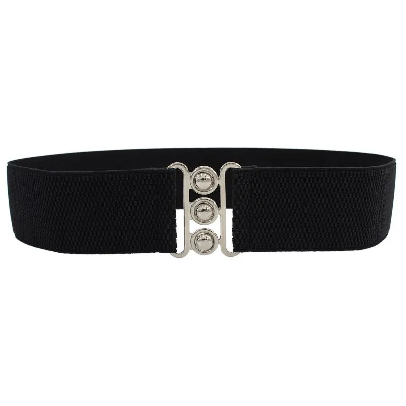 Luxury High Quality Belts for Women,Wide Black Elastic Waistband For Ladies - 3 circles