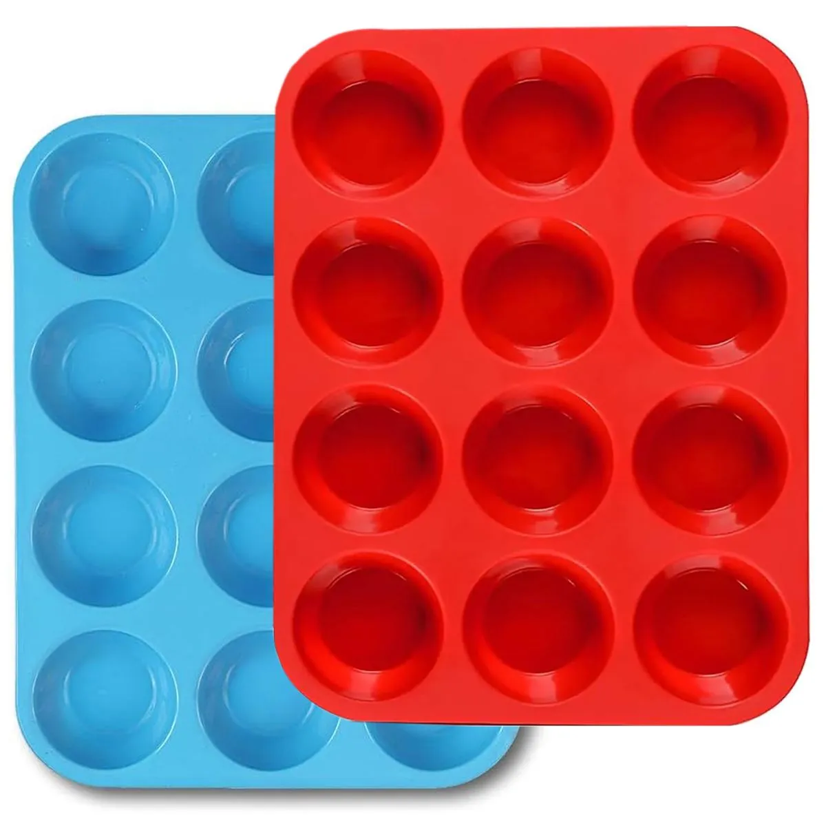 Muffin Pan Silicone 12 Cups Non-stick BPA Free Baking Cupcake Pan -2 Pieces
