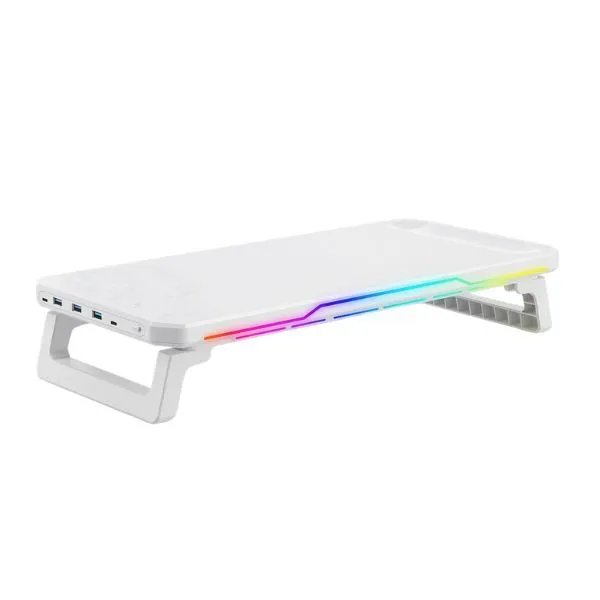 XF00157 RGB Monitor Stand Riser with USB Ports & Keyboard Storage