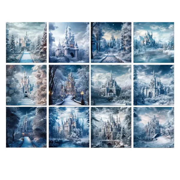 Magical Ice Snow Castle Scrapbooking Paper.