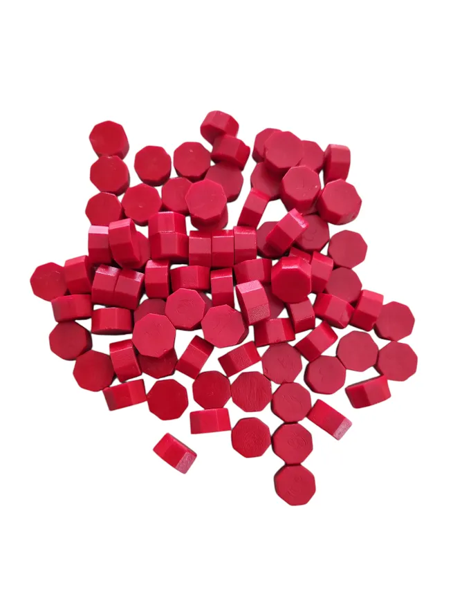 Wax Seal Beads ,Wax Seal Beads, Stamp Sealer Wax - Octagonal 100 pack - Bright Red